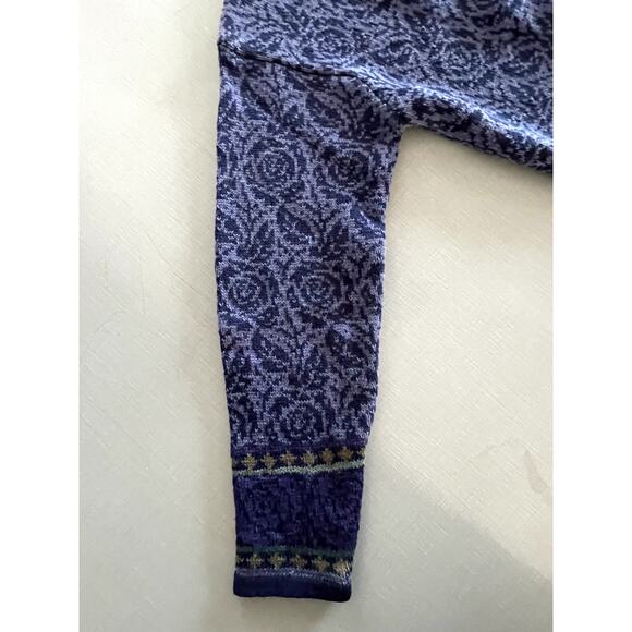 Nomadic Traders Sz M Floral Cardigan Sweater Purple Ramie Cottage Vintage Nordic - Picture 9 of 13